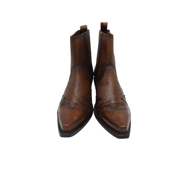 Laredo Men's Cowboy Pointed Toe Leather Western Ankle Boots 6208 Brown Size 9D - Picture 2 of 8